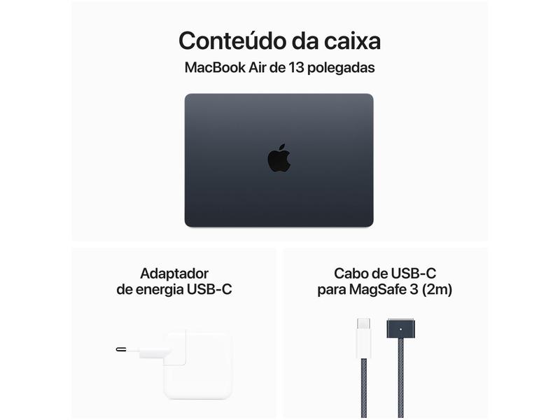 Apple Macbook Air 13” M3 16GB RAM 512GB SSD - Meia-noite - Macbook